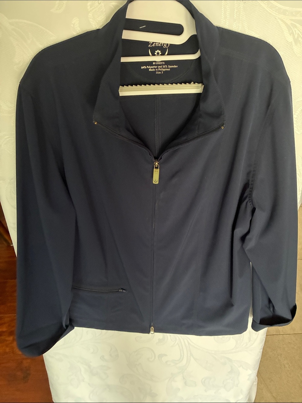 Zenergy by Chico's Navy Full-Zip Bomber Jacket